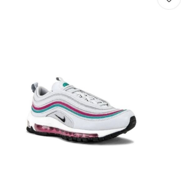 Nike Air Max 97 Sneaker in Pure Platinum, Black, Pink Prime, Washed Teal, & Whit - Picture 1 of 9